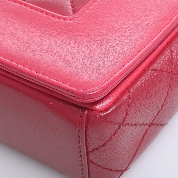 CHANEL Leather Matelasse Coco Mark Chain Shoulder Bag Pink Red Ladies - Picture 3 of 10